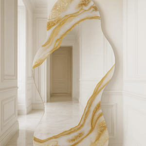Espejo Irregular Blanco Gold